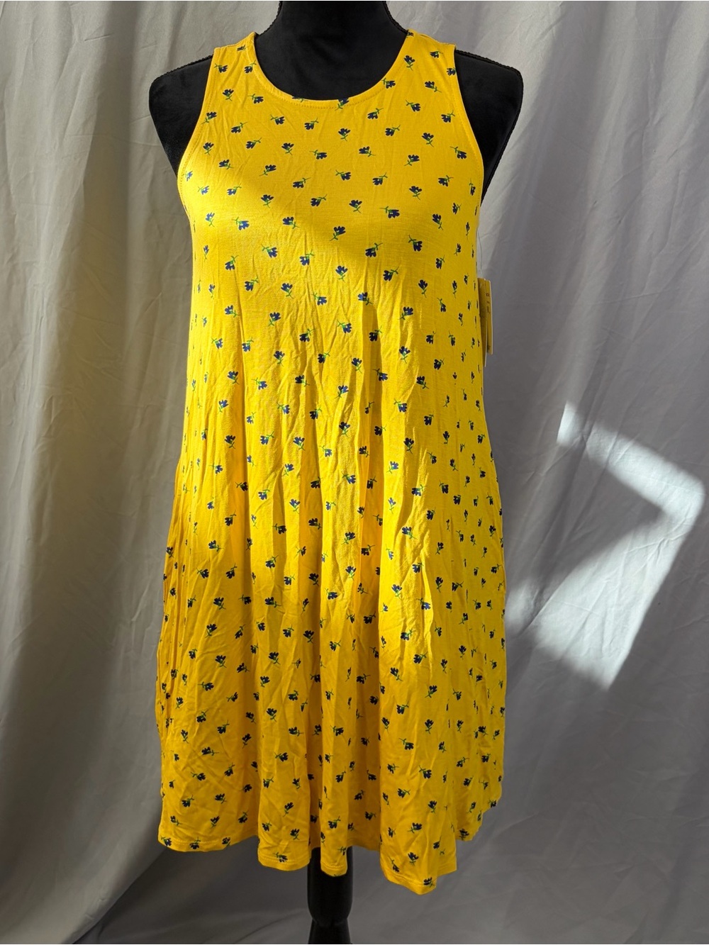 Abound Yellow Mini Dress with Small Navy Floral Print